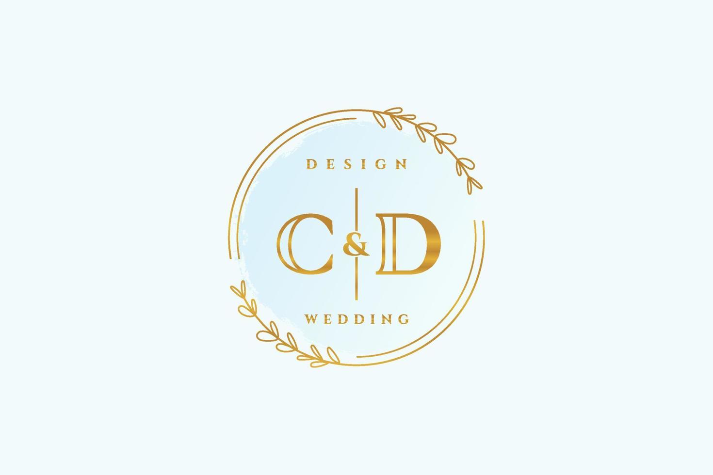 Initial CD beauty monogram and elegant logo design handwriting logo of initial signature, wedding, fashion, floral and botanical with creative template. vector