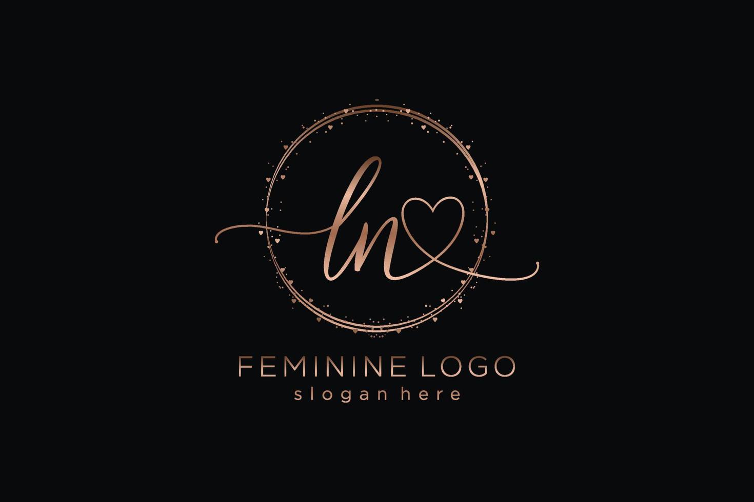 Initial LN handwriting logo with circle template vector logo of initial wedding, fashion, floral and botanical with creative template.