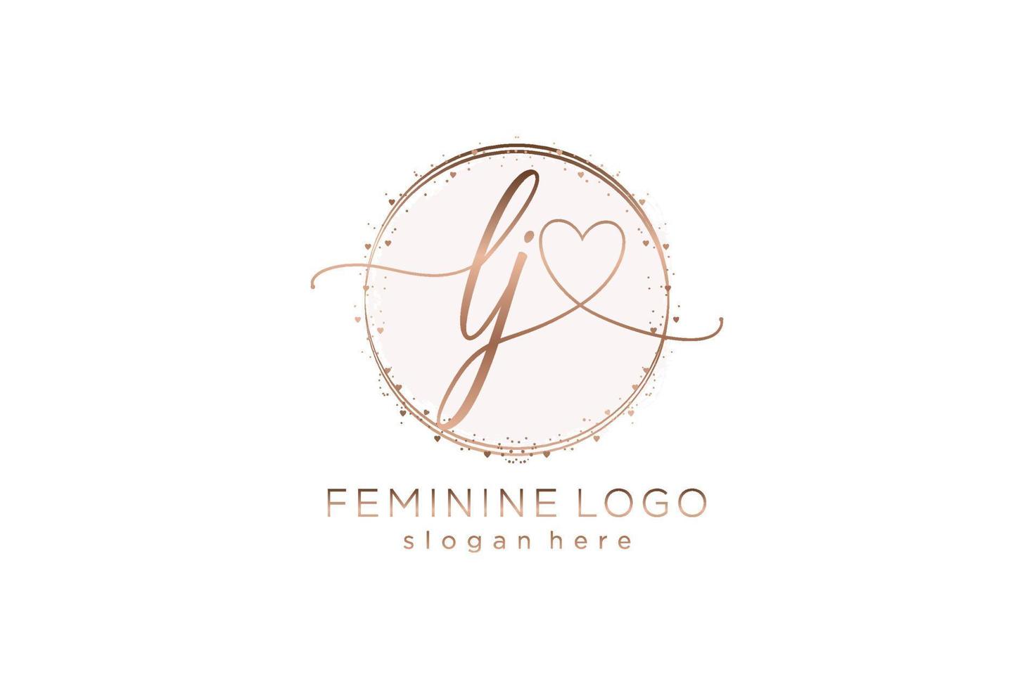 Initial LJ handwriting logo with circle template vector logo of initial wedding, fashion, floral and botanical with creative template.