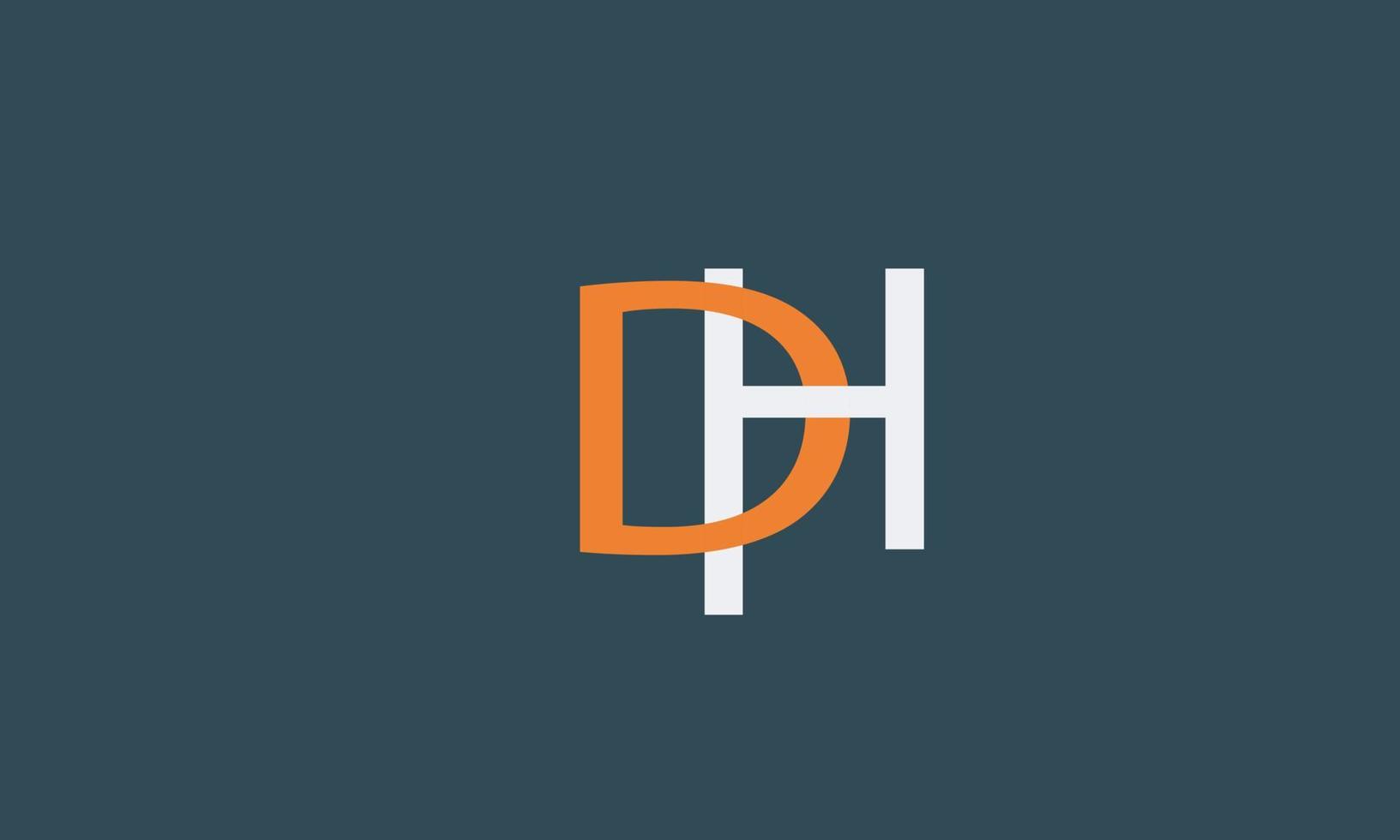 alfabeto letras iniciales monograma logo dh, hd, d y h vector