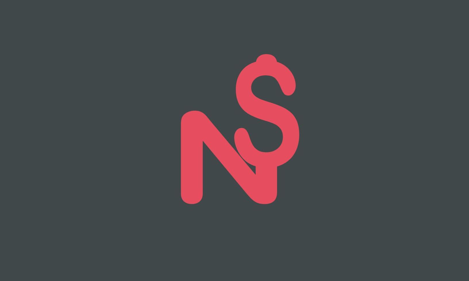 letras del alfabeto iniciales monograma logo ns, sn, n y s vector