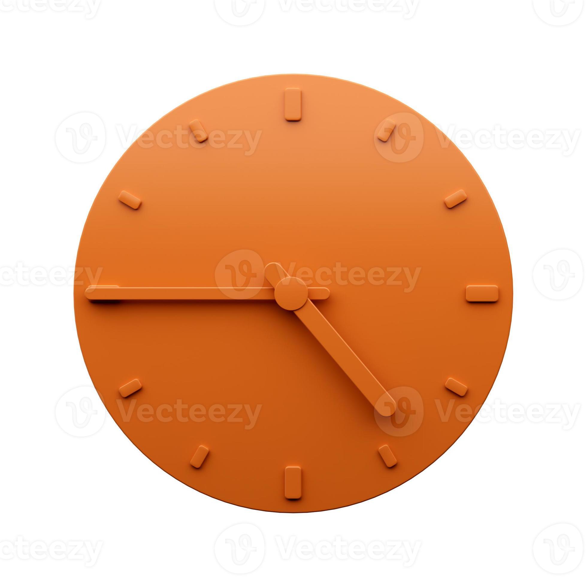 Minimal Orange clock 4 45 o clock quarter to Five abstract Minimalist