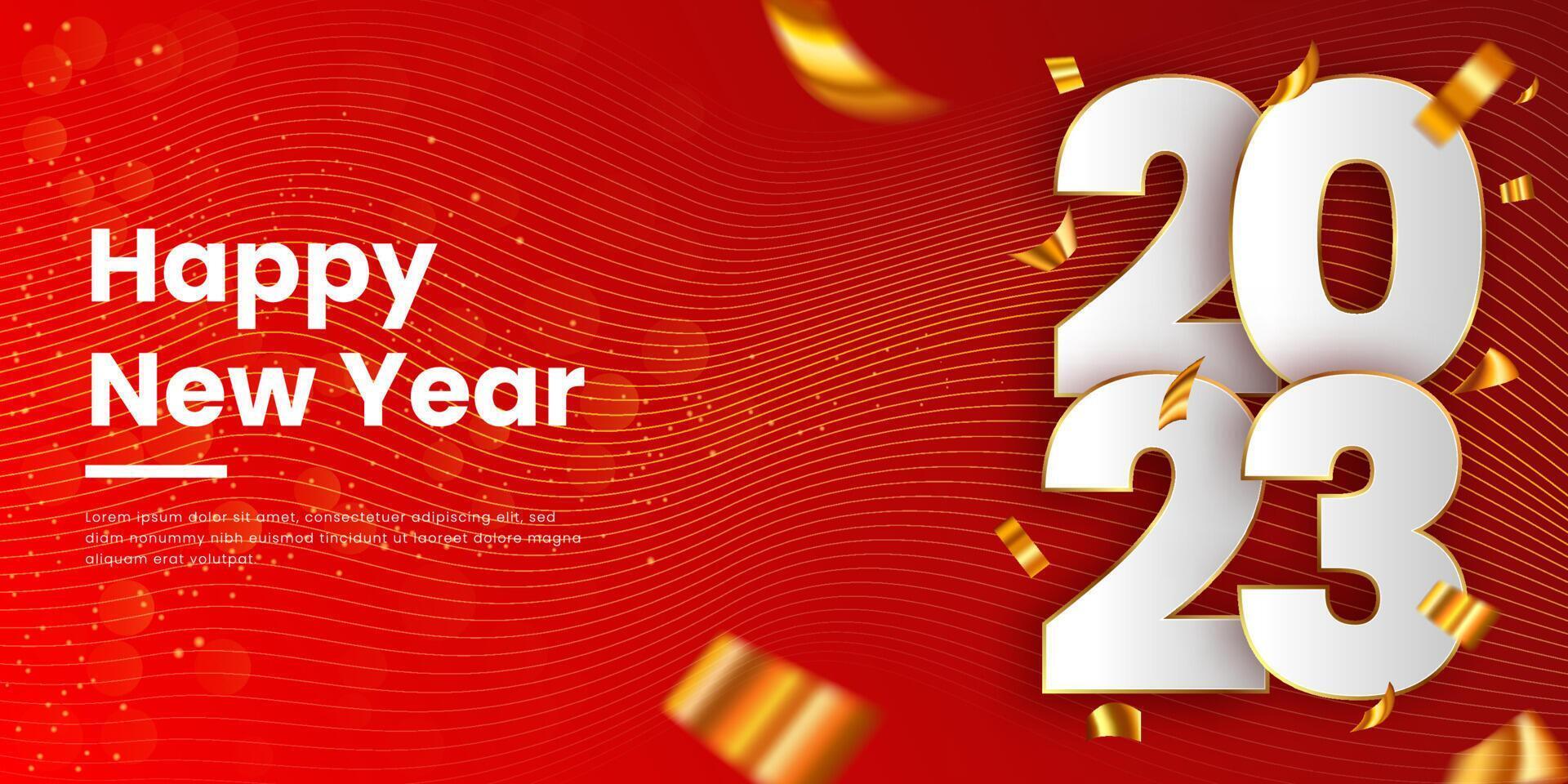 happy new year 2023 creative red golden abstract celebration background vector