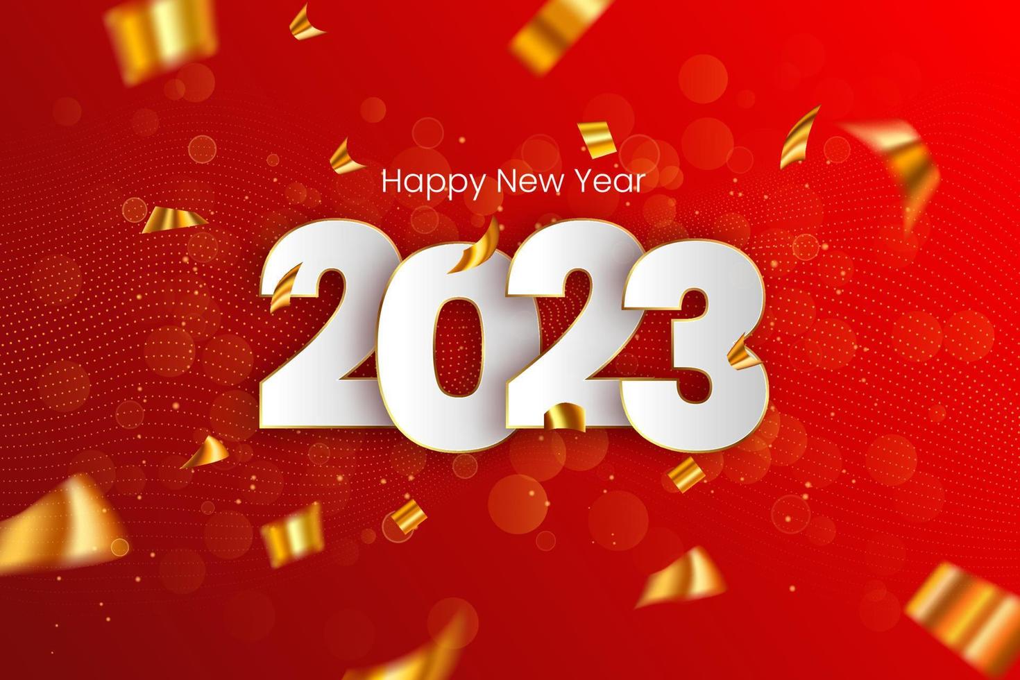 fondo de celebración abstracta dorada roja creativa de año nuevo 2023 vector