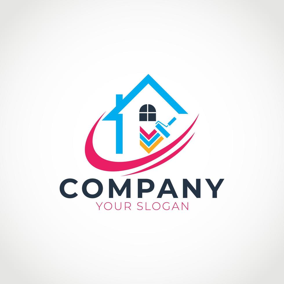 Painting Logo Design Vector Template. House Painting Logo. House Painting Service.