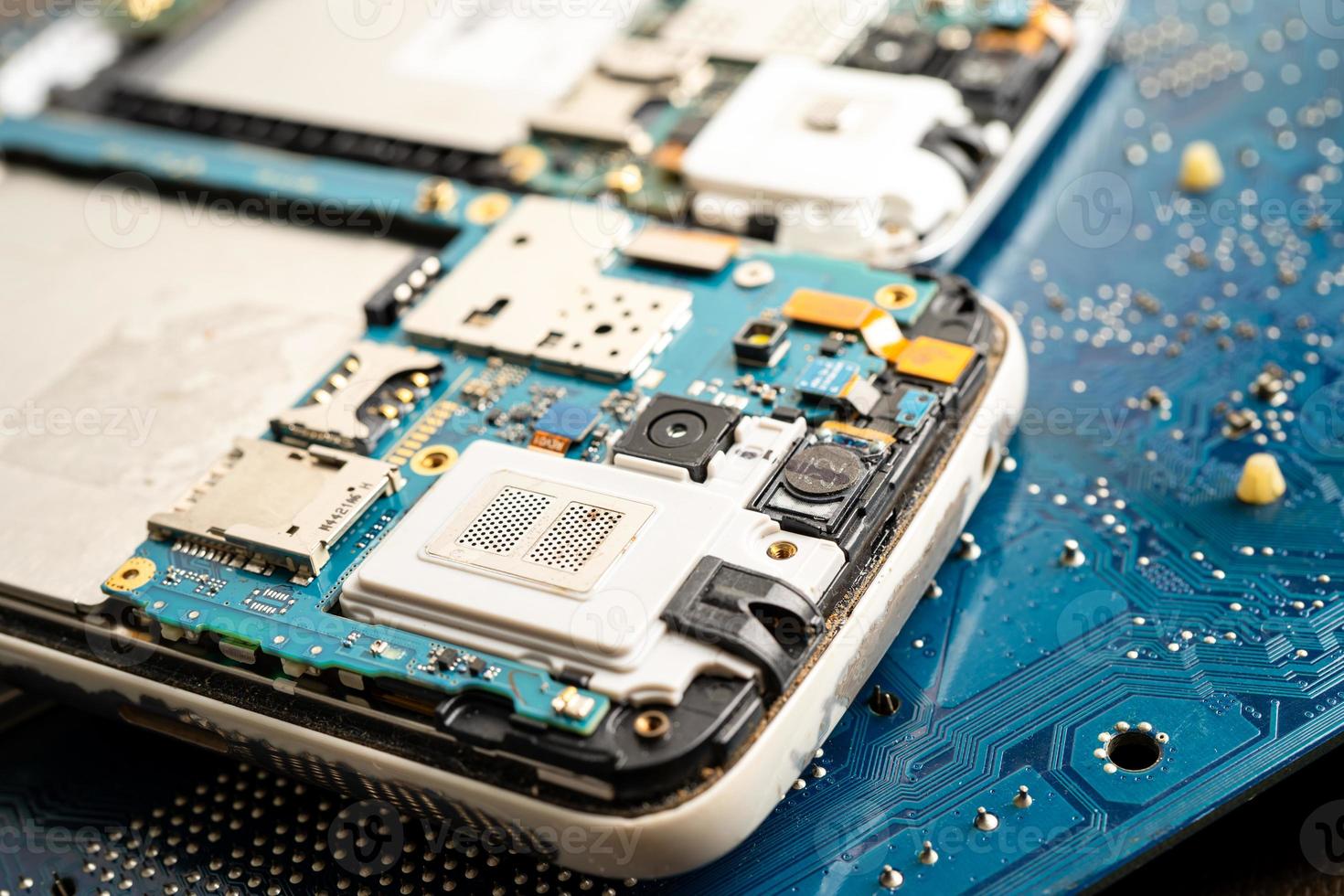 Repairing and upgrade mobile phone, electronic, computer hardware and technology concept. photo