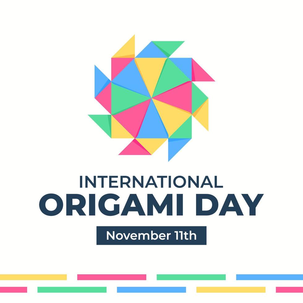 International Origami Day Poster Template Square Background November Celebration Vector Illustration