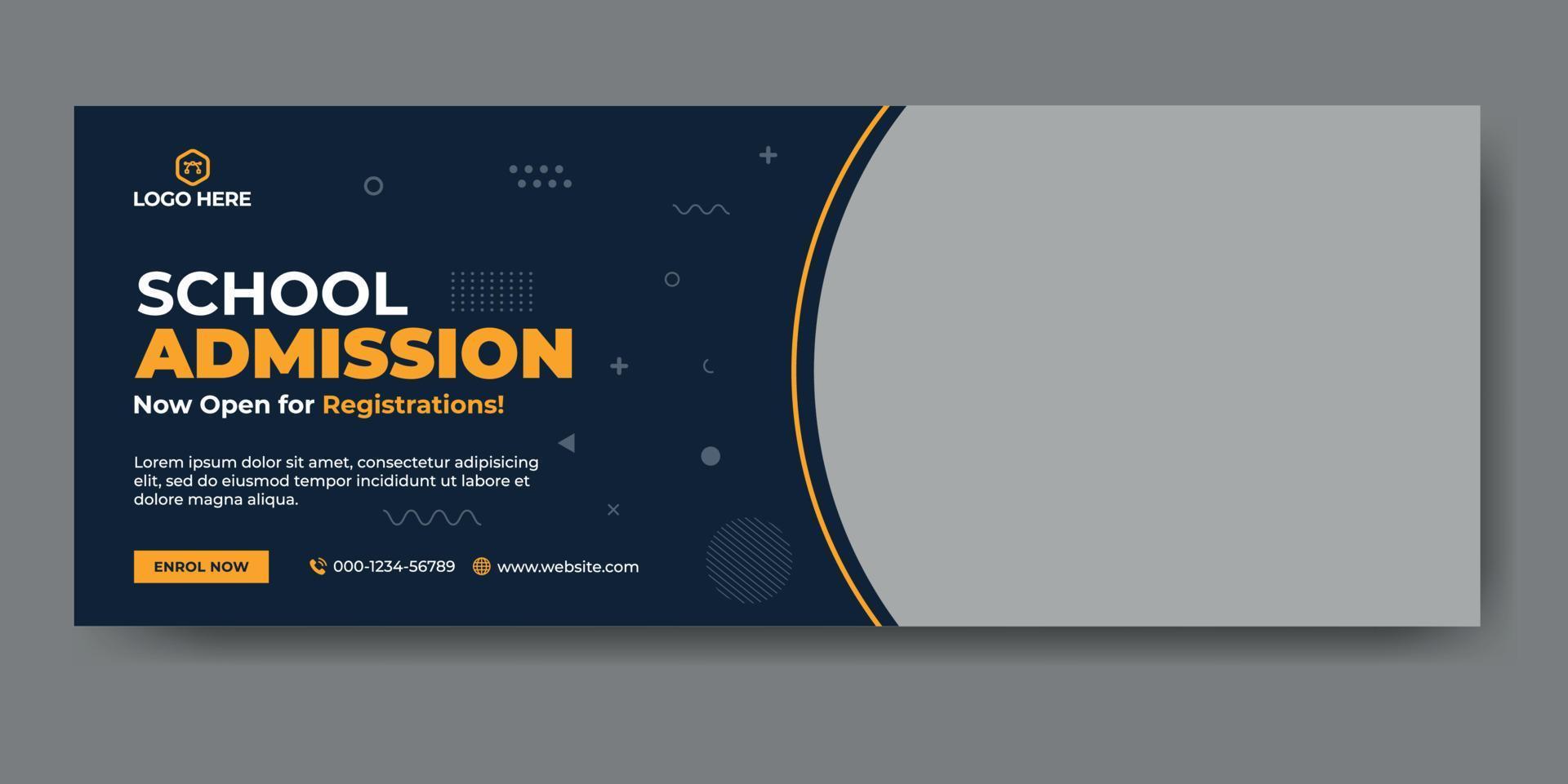 School admission web cover and banner template vector