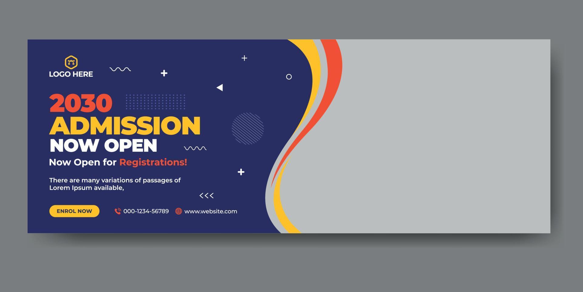 School admission web cover and banner template vector