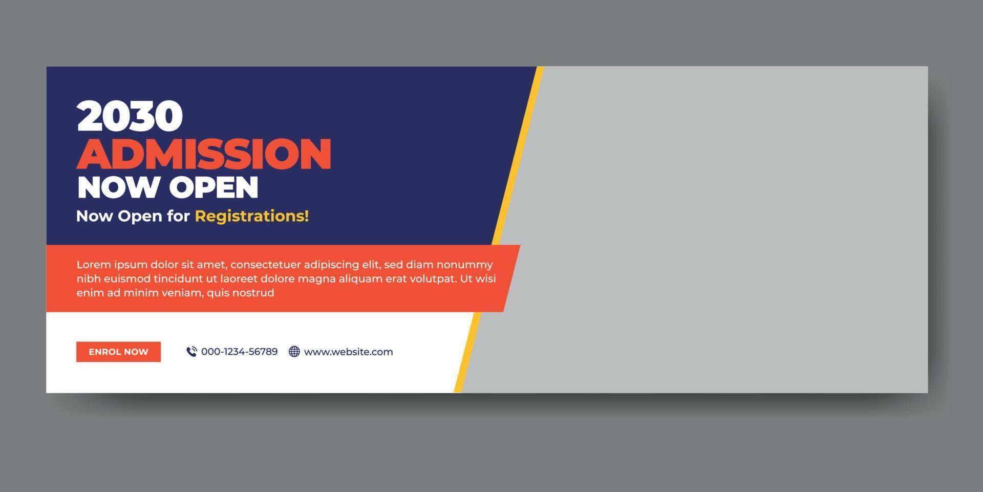 School admission web cover and banner template vector