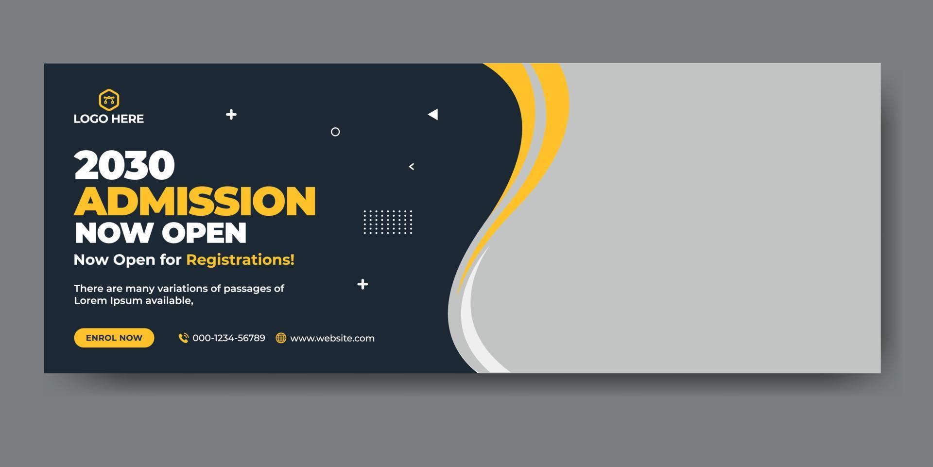 School admission web cover and banner template vector