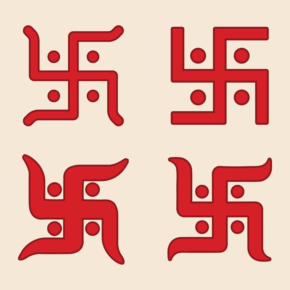 conjunto de símbolos hindúes swastik de 4 vector