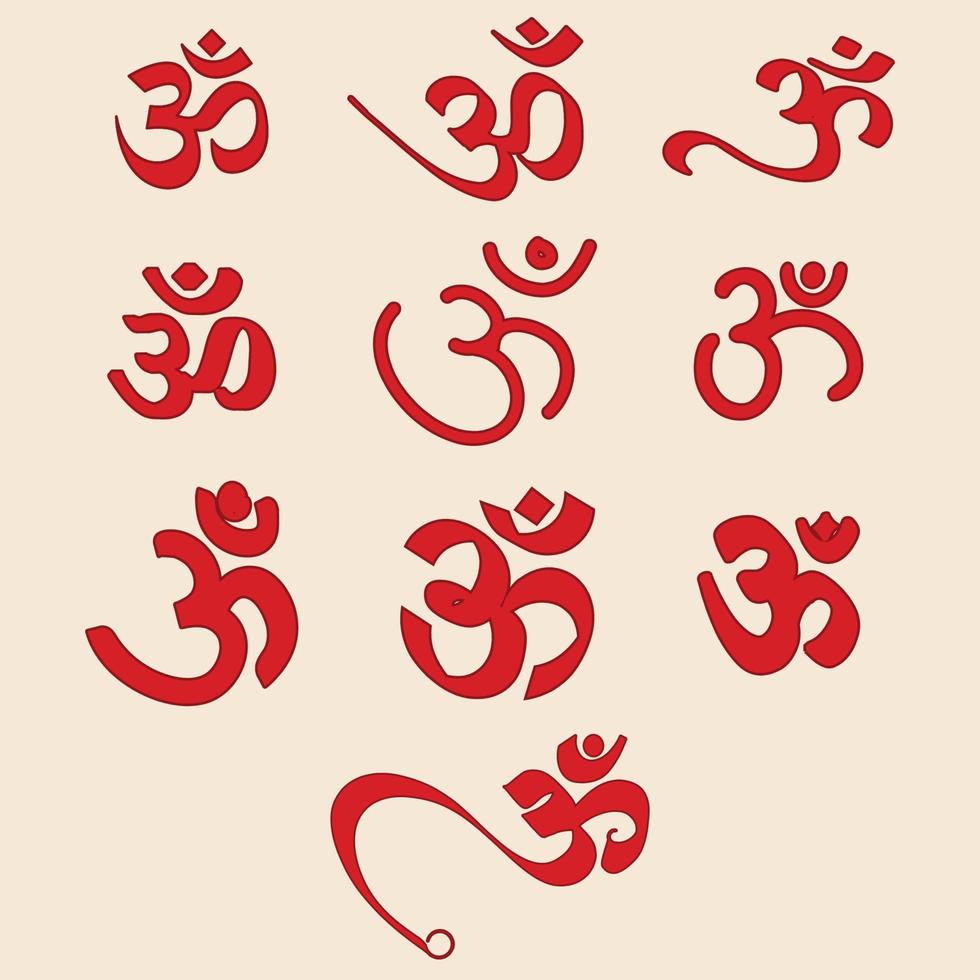 Om Hindu Symbol Set of 10 vector