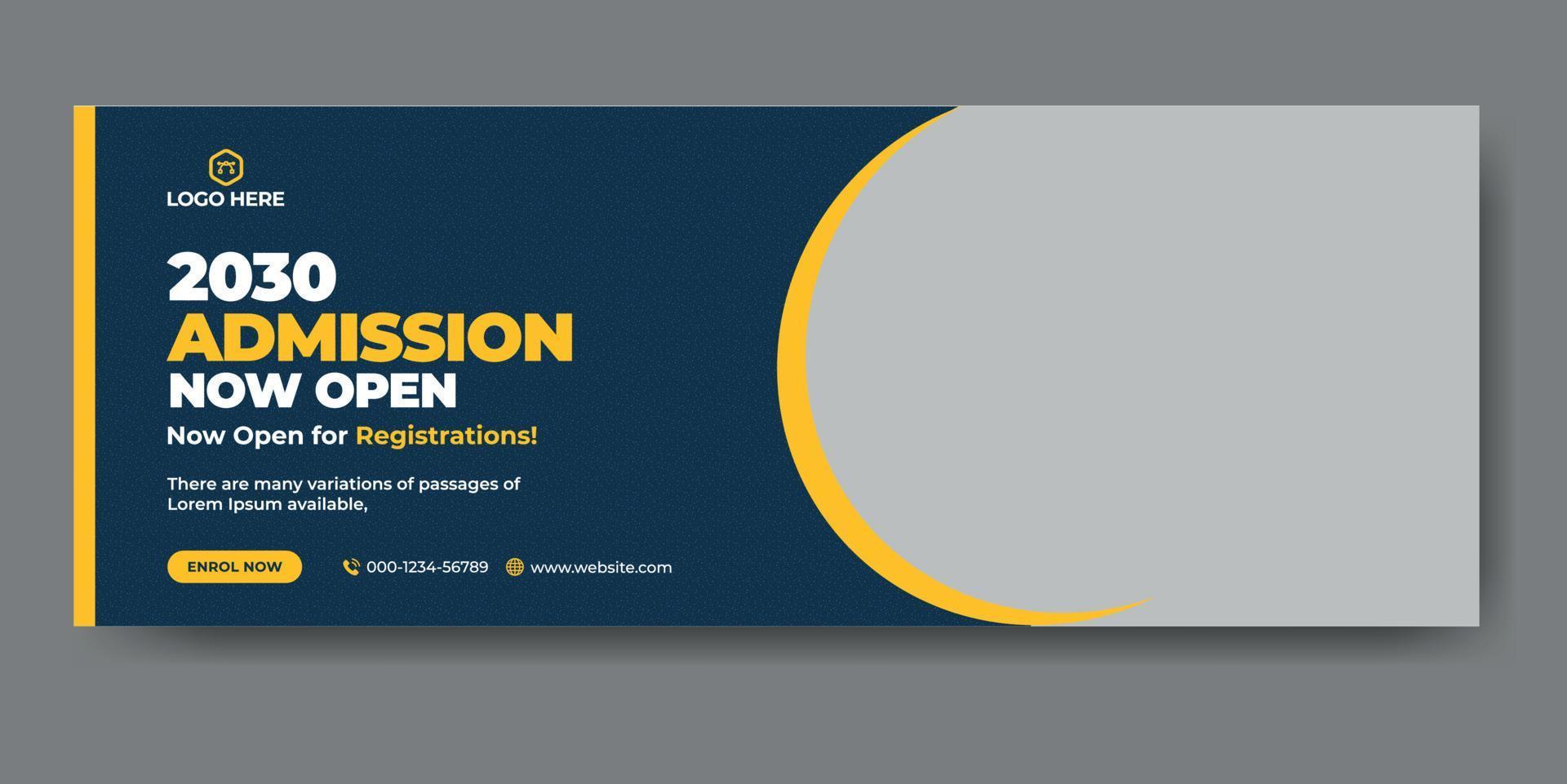 School admission web cover and banner template vector