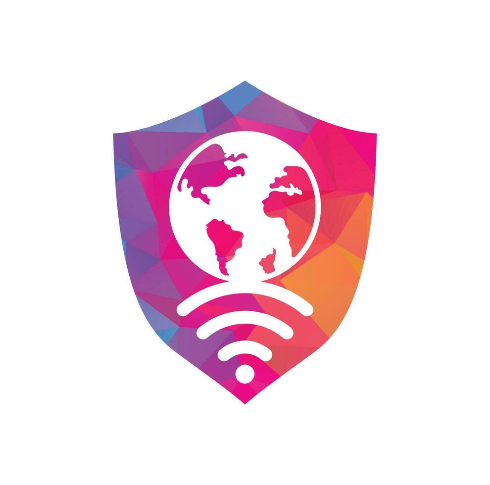 Globe wifi logo design icon. World signal vector logo template.