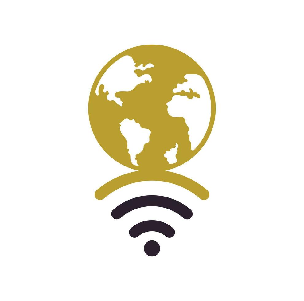 Globe wifi logo design icon. World signal vector logo template.