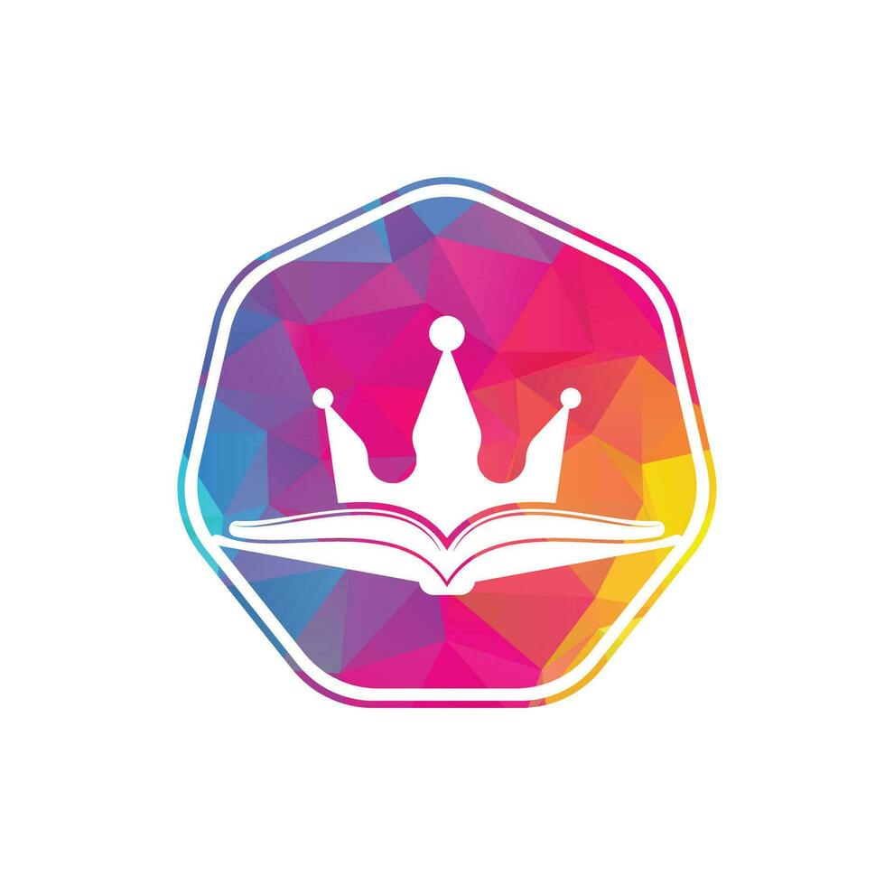 King Book vector logo template design. Vector book and crown logo concept.