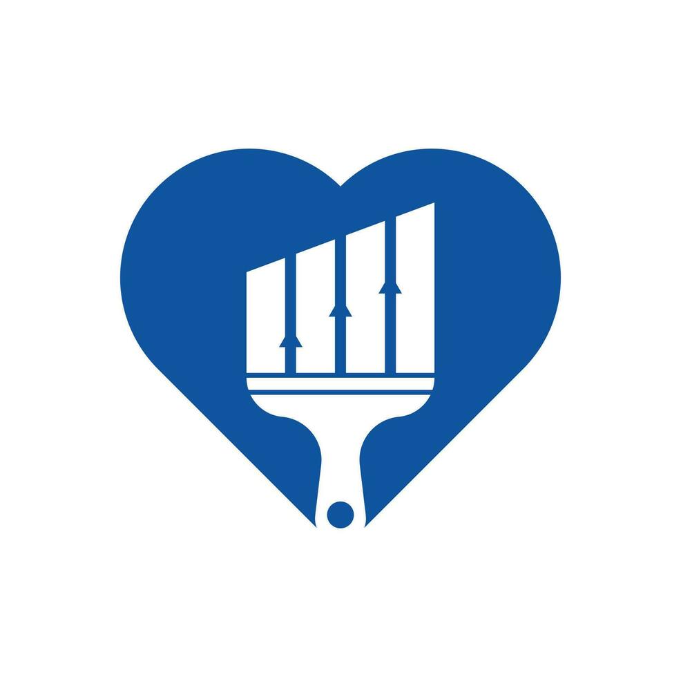 Paint finance heart shape concept logo design vector. Stats paint vector logo design template.