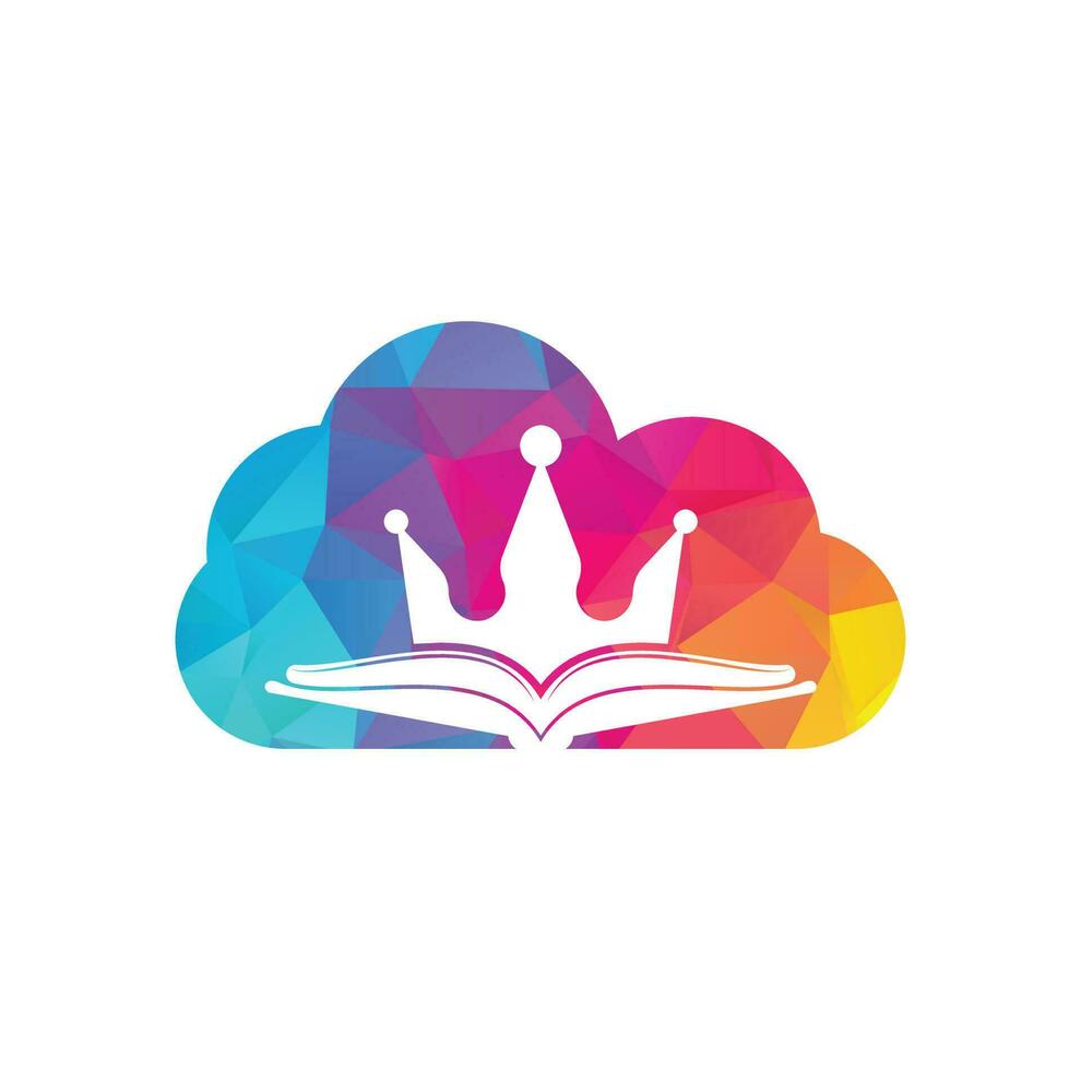 diseño de plantilla de logotipo vectorial de concepto de forma de nube de libro rey. libro vectorial y concepto de logotipo de la corona. vector