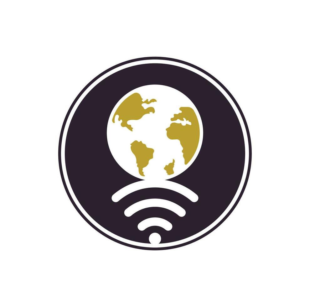 Globe wifi logo design icon. World signal vector logo template.