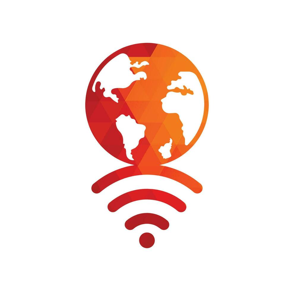 Globe wifi logo design icon. World signal vector logo template.