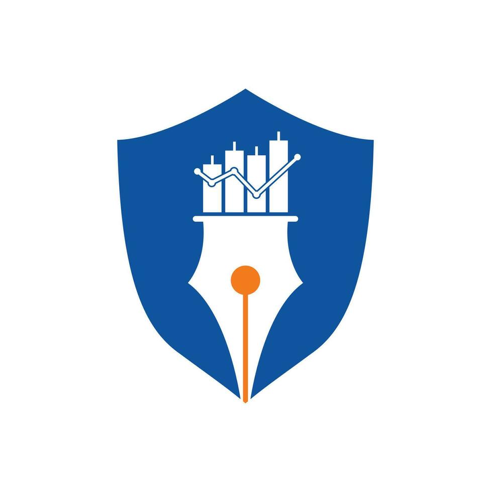 Pen finance logo design icon vector. pen graph or financial education vector logo template.