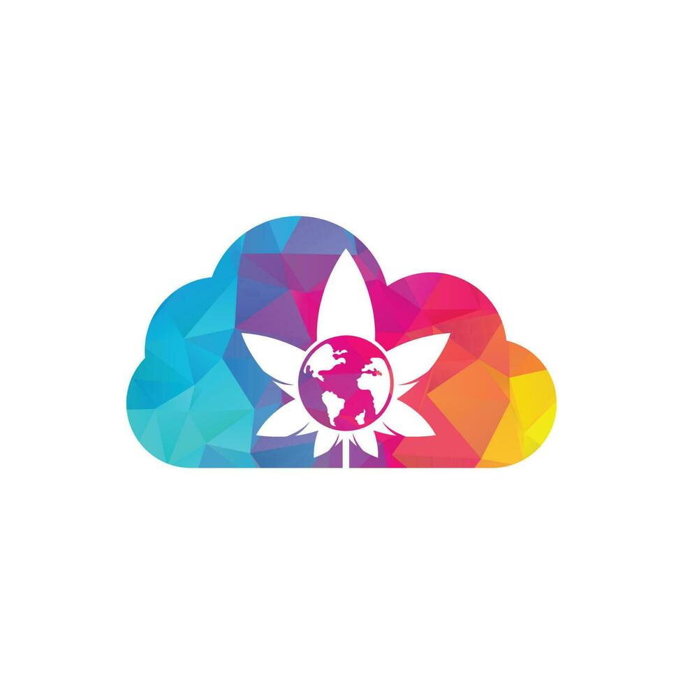 world cannabis cloud shape vector logo icon. cannabis world logo design template for marijuana company.