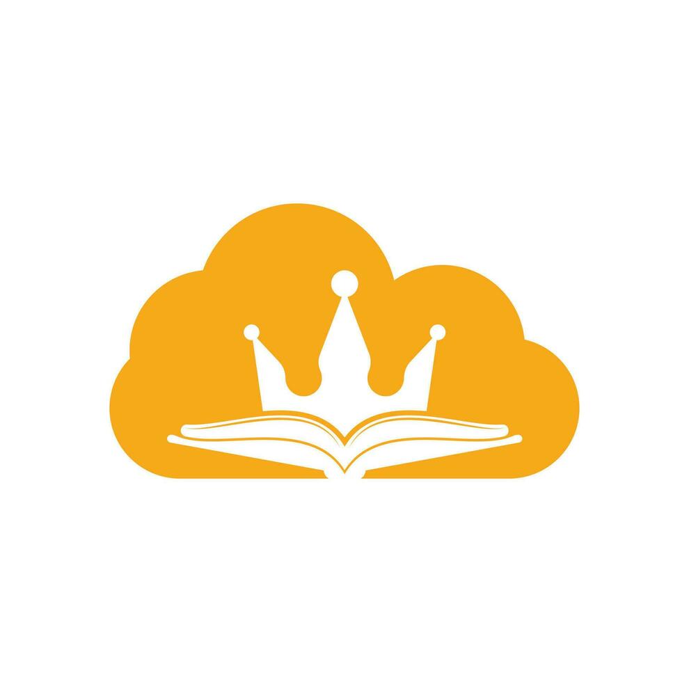 diseño de plantilla de logotipo vectorial de concepto de forma de nube de libro rey. libro vectorial y concepto de logotipo de la corona. vector