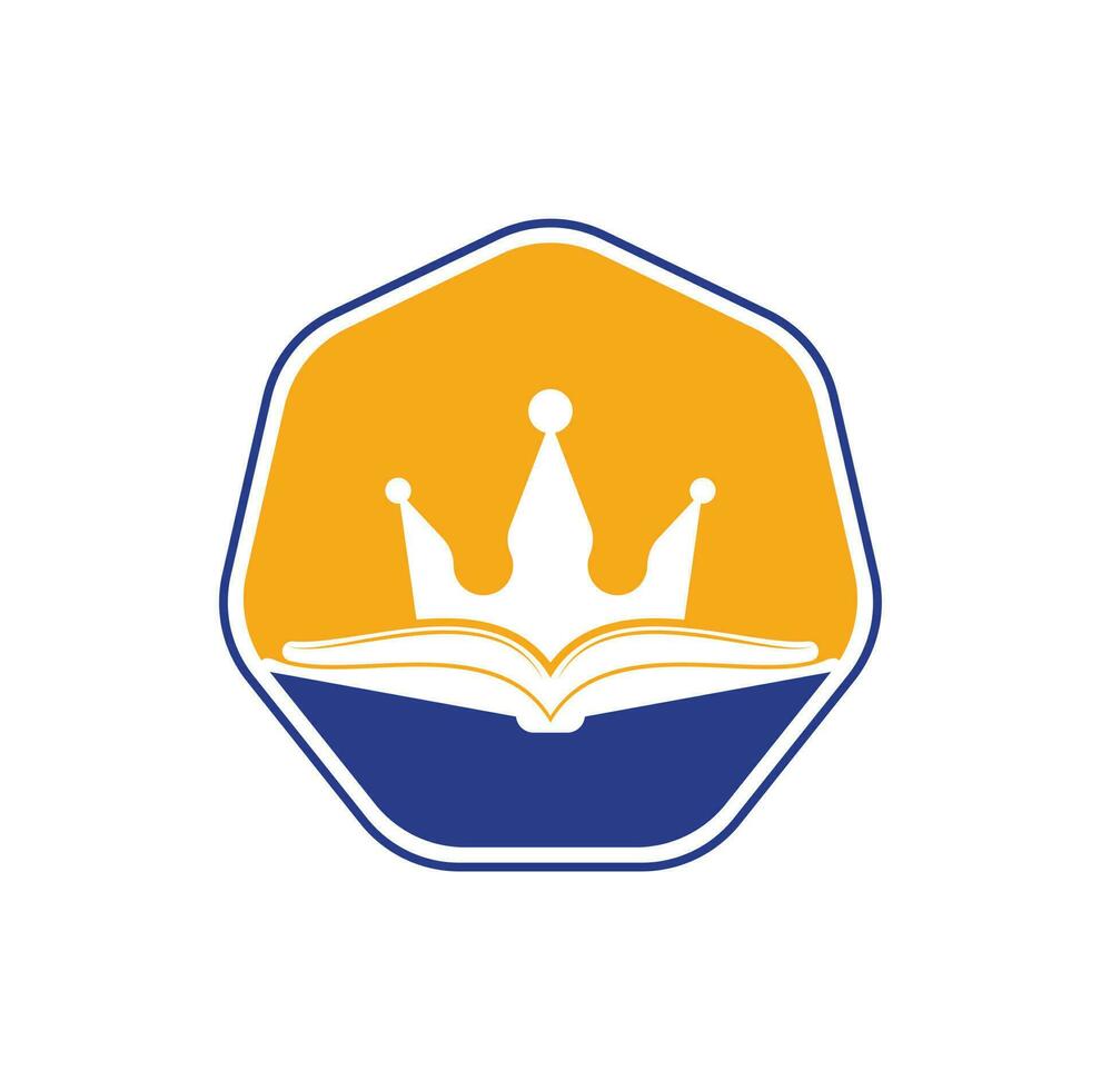 diseño de plantilla de logotipo de vector de libro rey. libro vectorial y concepto de logotipo de la corona.