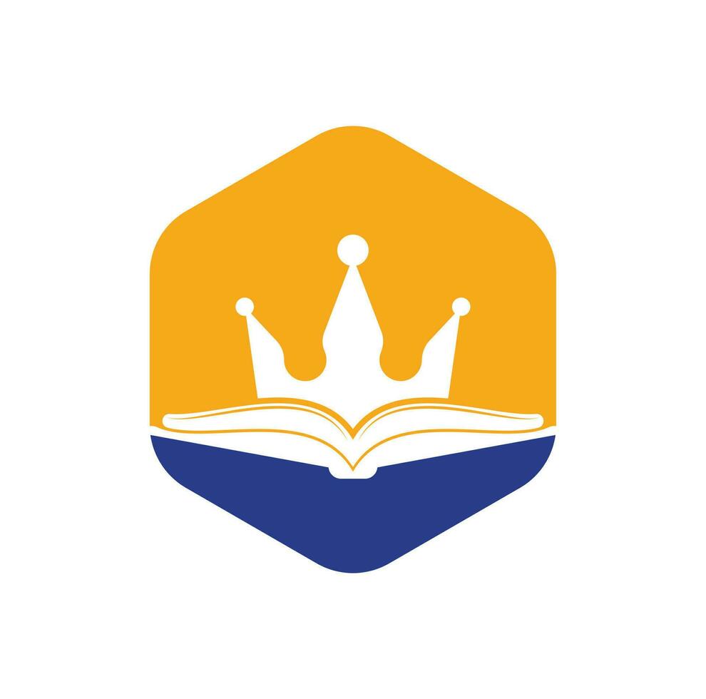 diseño de plantilla de logotipo de vector de libro rey. libro vectorial y concepto de logotipo de la corona.