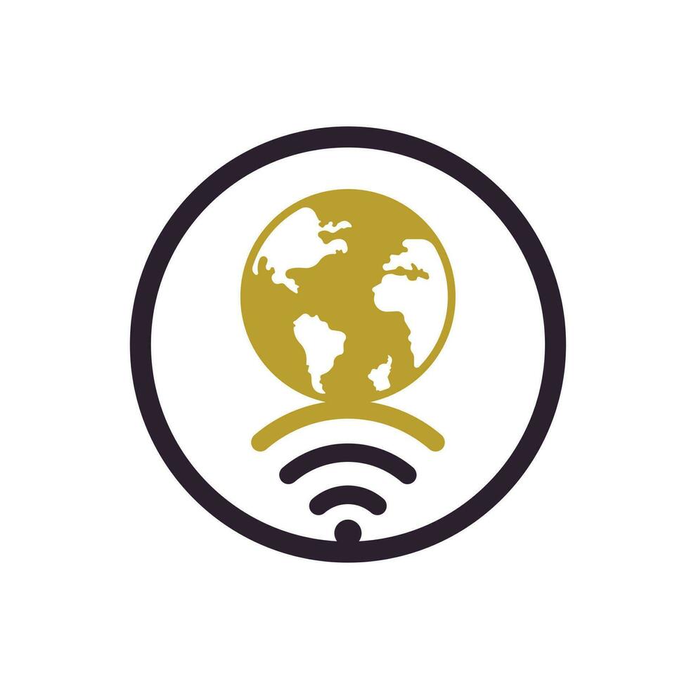 Globe wifi logo design icon. World signal vector logo template.