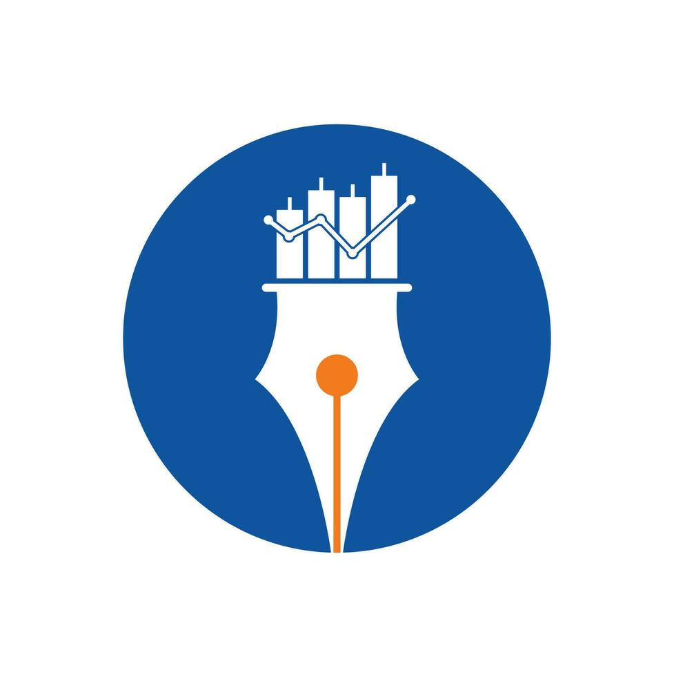 Pen finance logo design icon vector. pen graph or financial education vector logo template.