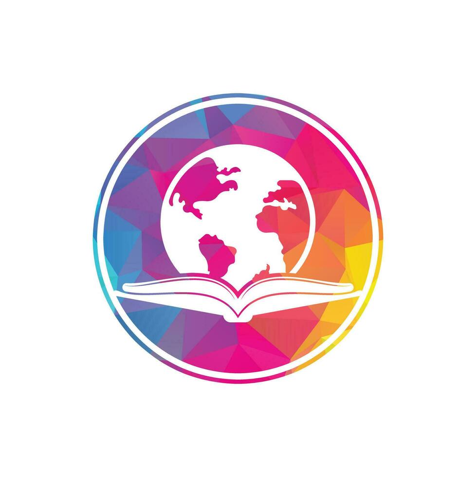 libro educación logo icono vector. logotipo del globo educativo. globo con diseño de icono de libro. vector