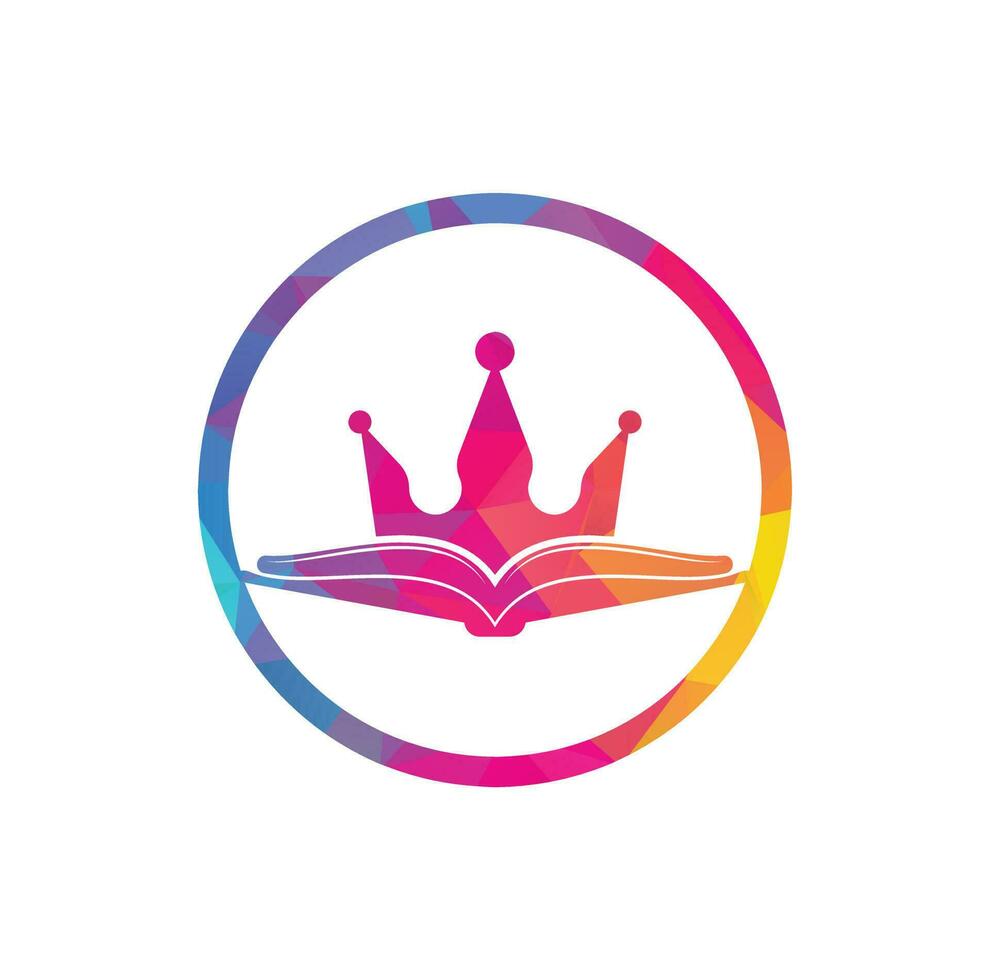 diseño de plantilla de logotipo de vector de libro rey. libro vectorial y concepto de logotipo de la corona.