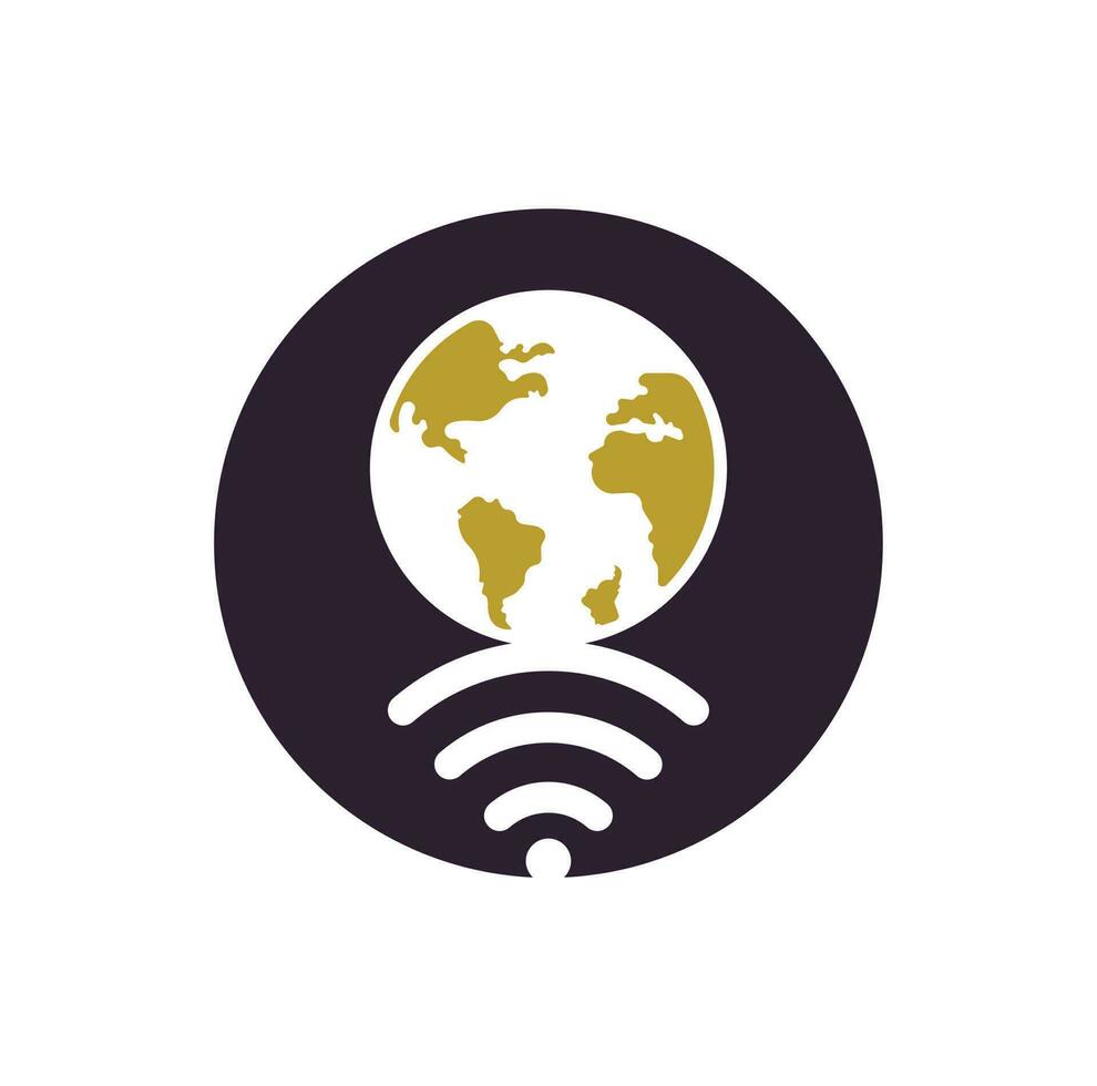 Globe wifi logo design icon. World signal vector logo template.