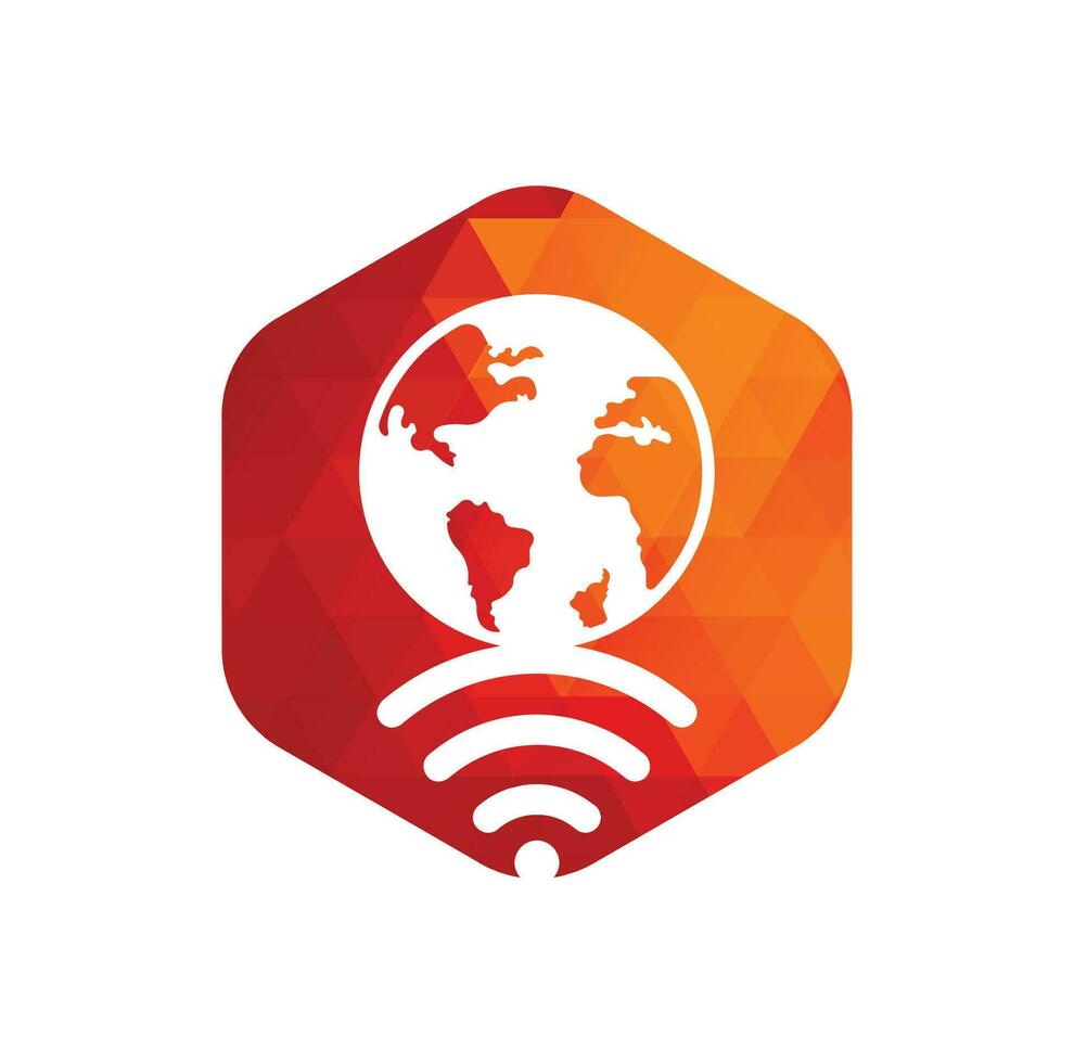 Globe wifi logo design icon. World signal vector logo template.