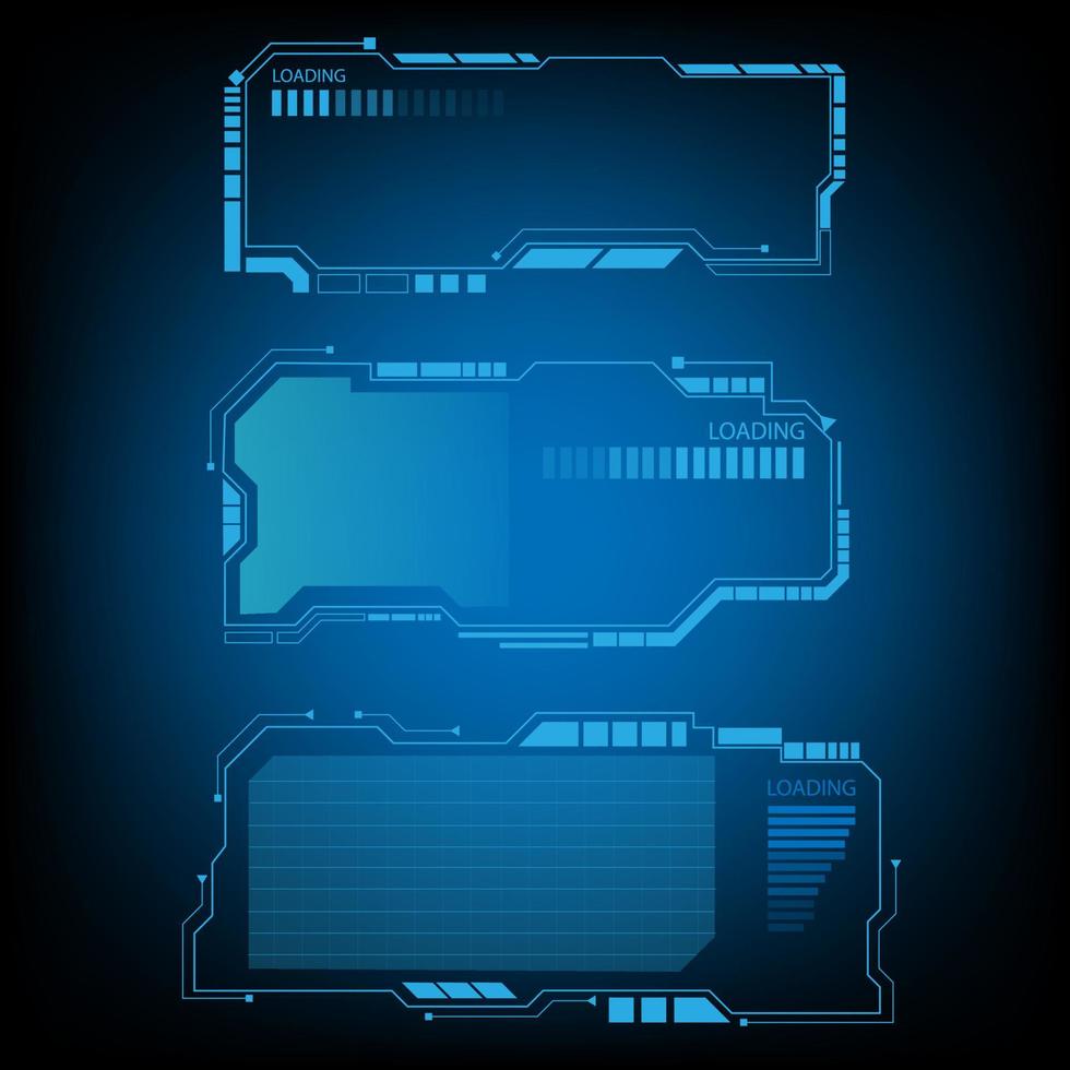 tecnología vectorial de marco cuadrado azul y circular contorno de carga hud futurista, diseño de formas geométricas modernas. vector