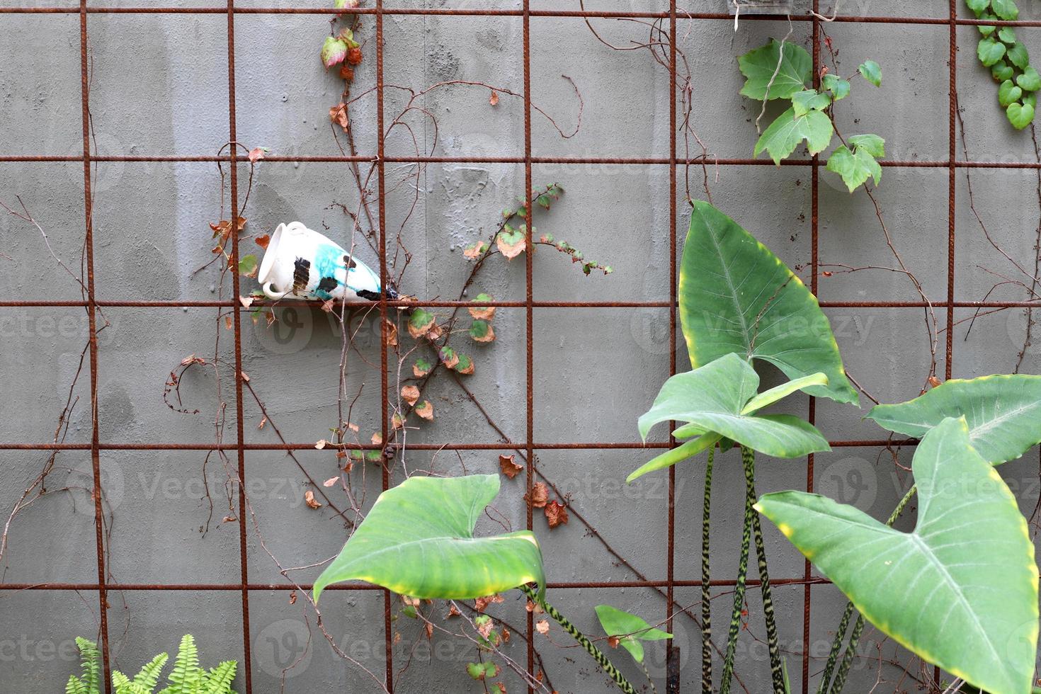 High wall made of stone and concrete. photo