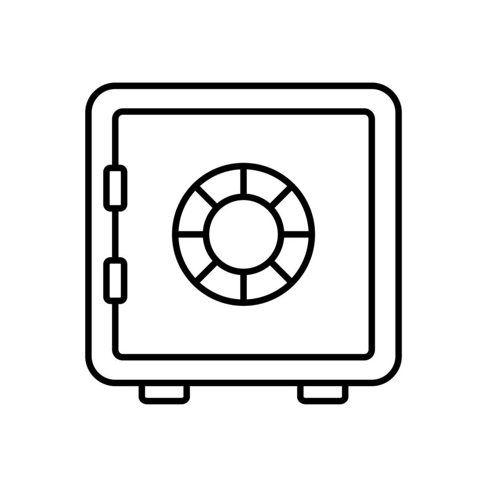 icono de esquema de caja fuerte bancaria vector