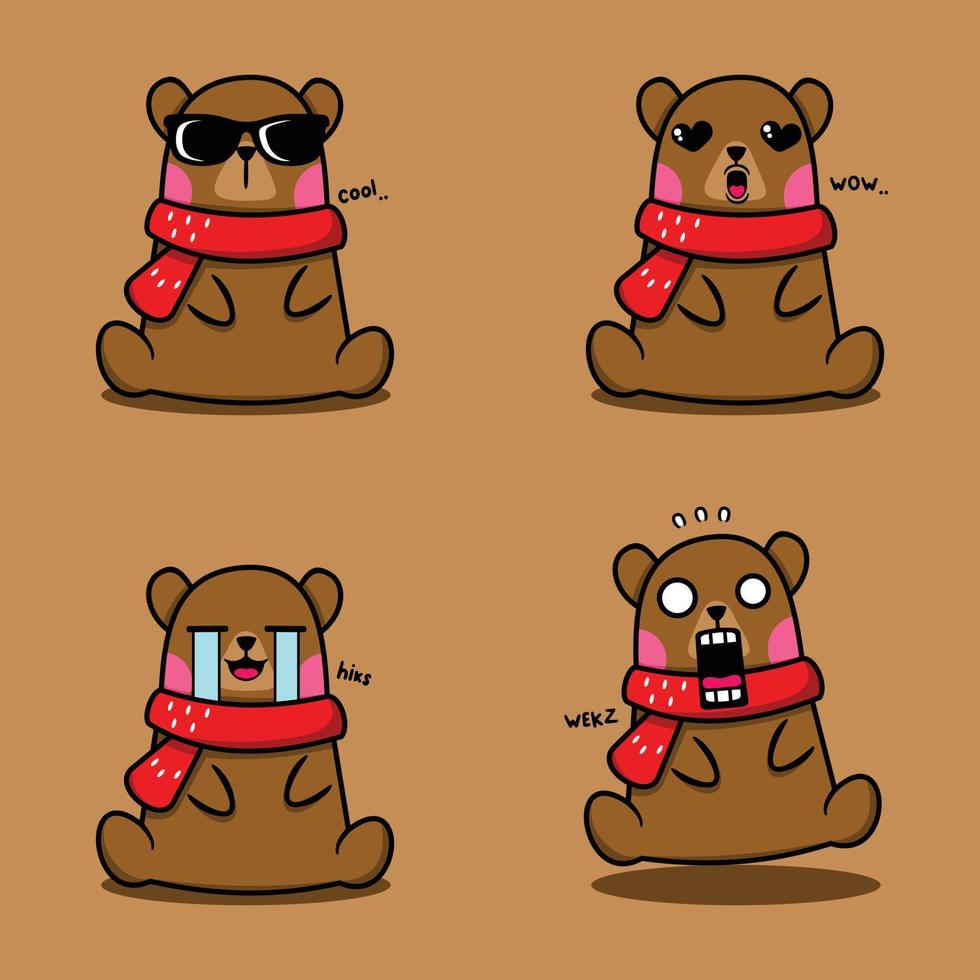 vector illustration of cute bear emoji