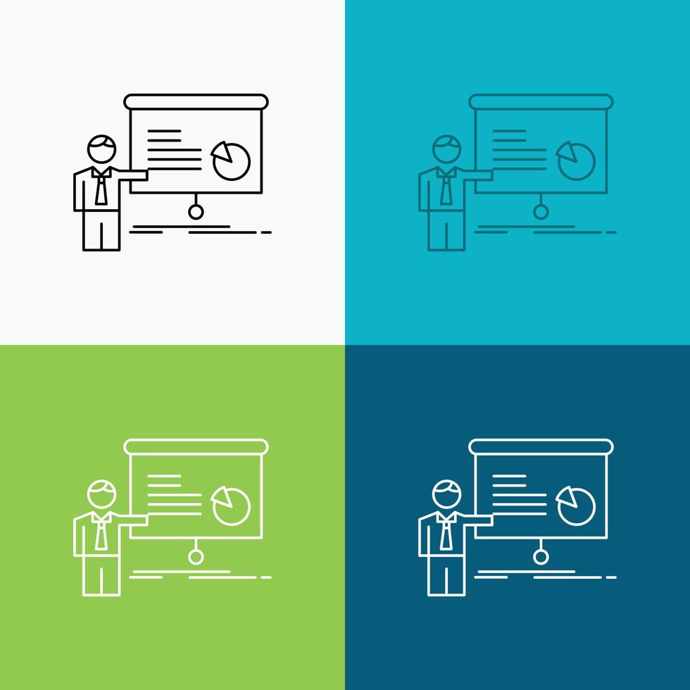 graph. meeting. presentation. report. seminar Icon Over Various Background. Line style design. designed for web and app. Eps 10 vector illustration
