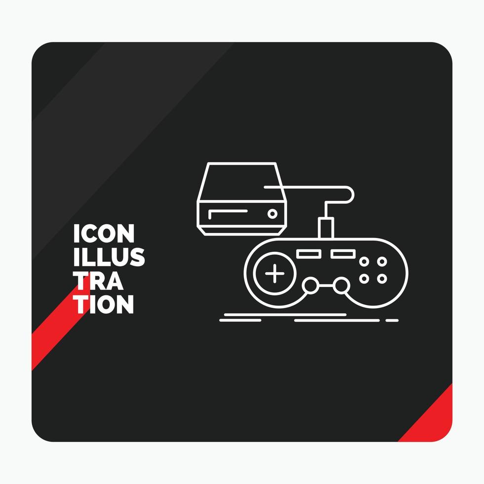 fondo de presentación creativa rojo y negro para consola. juego. juego de azar. estación de juegos. icono de línea de juego vector