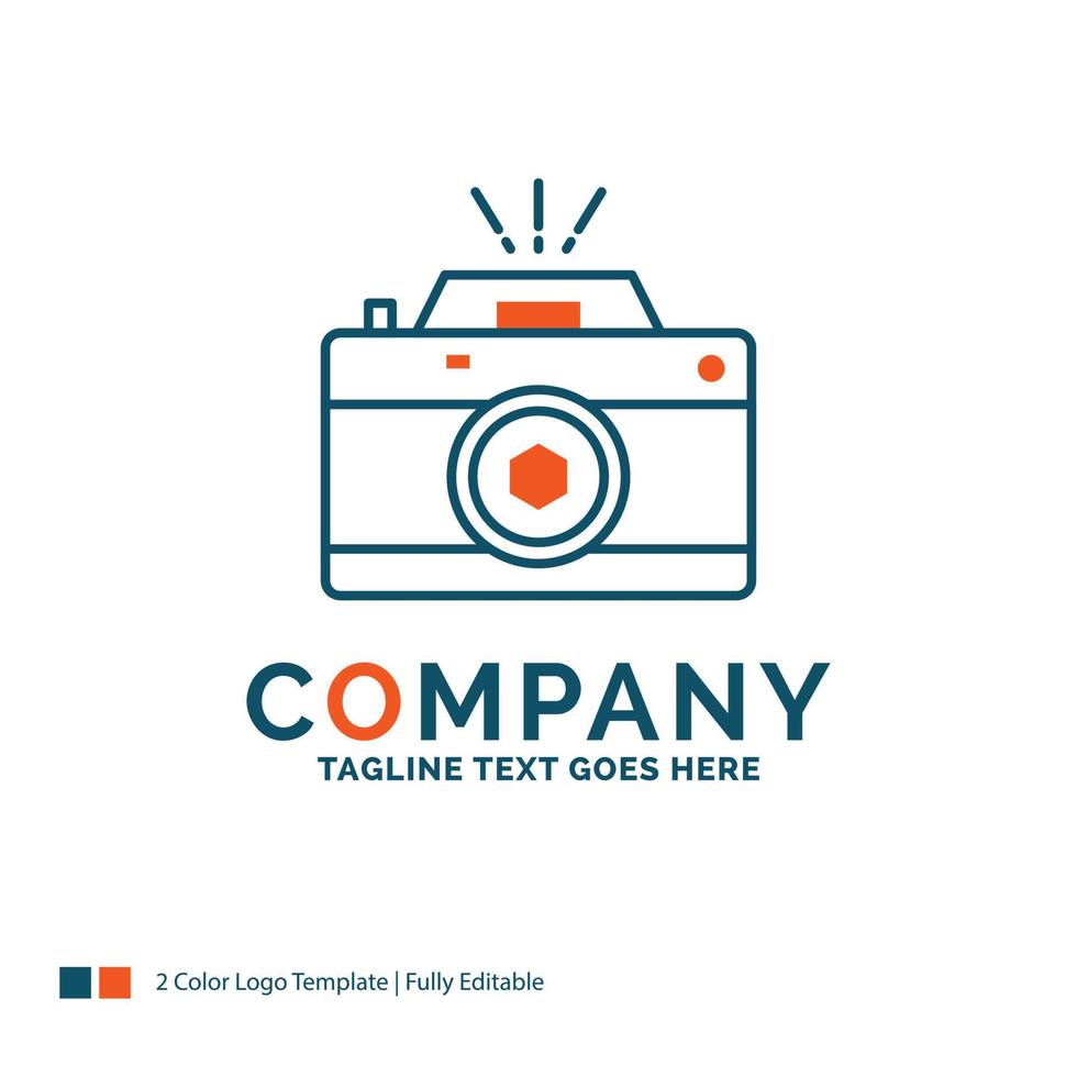 Camera. photography. capture. photo. aperture Logo Design. Blue and Orange Brand Name Design. Place for Tagline. Business Logo template. vector