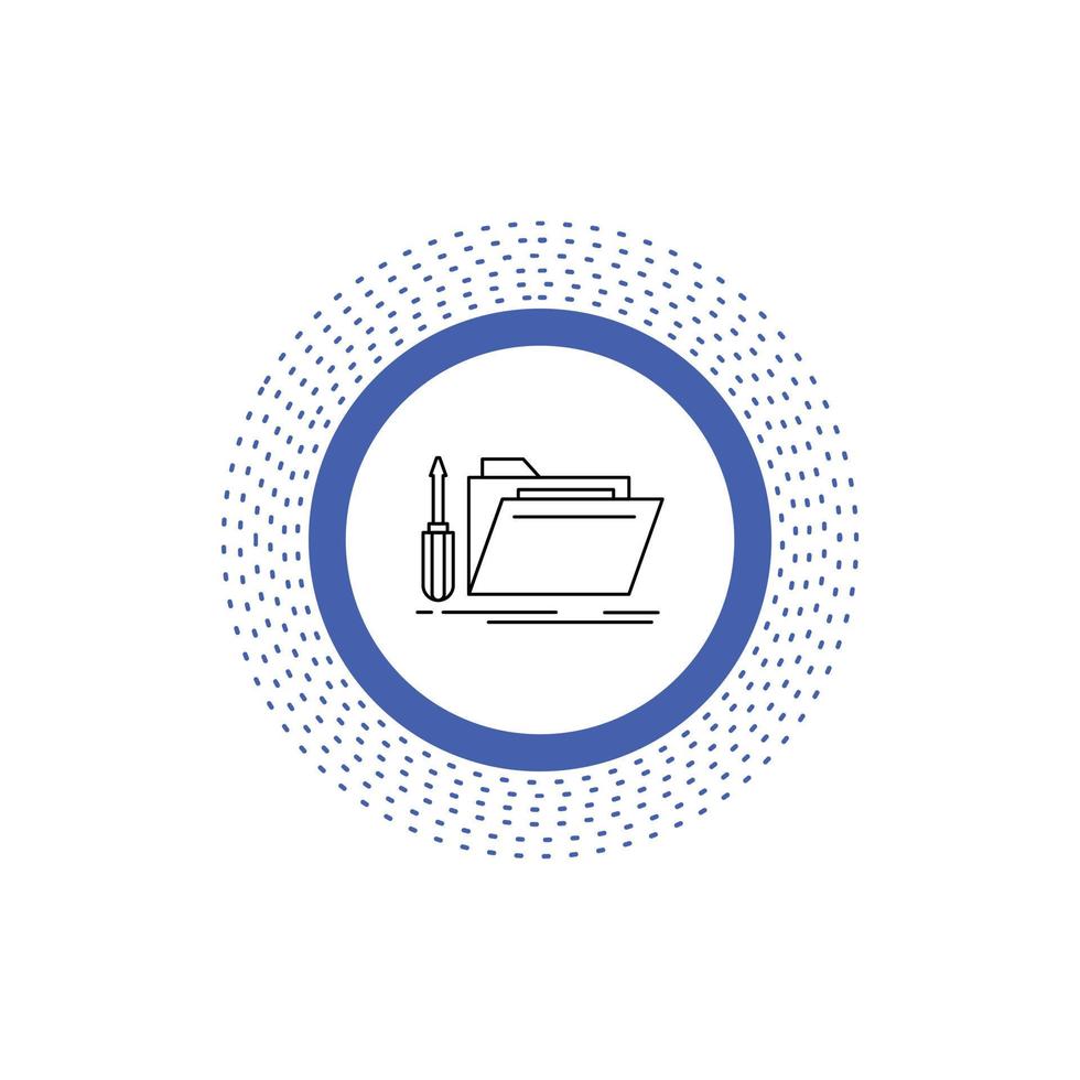 folder. tool. repair. resource. service Line Icon. Vector isolated illustration