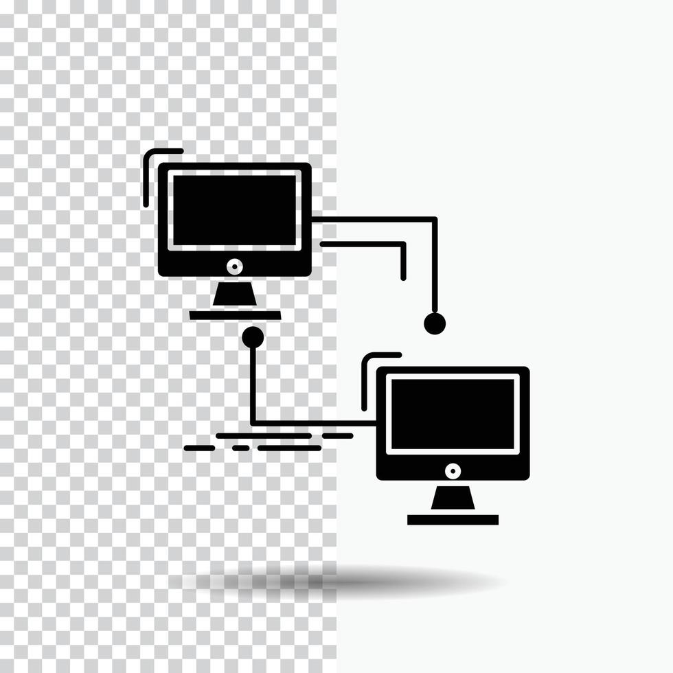 local. lan. connection. sync. computer Glyph Icon on Transparent Background. Black Icon vector