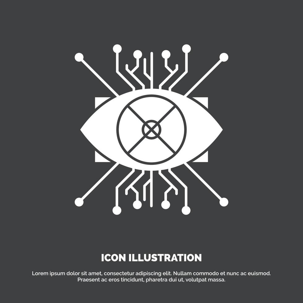 Ar. augmentation. cyber. eye. lens Icon. glyph vector symbol for UI and UX. website or mobile application