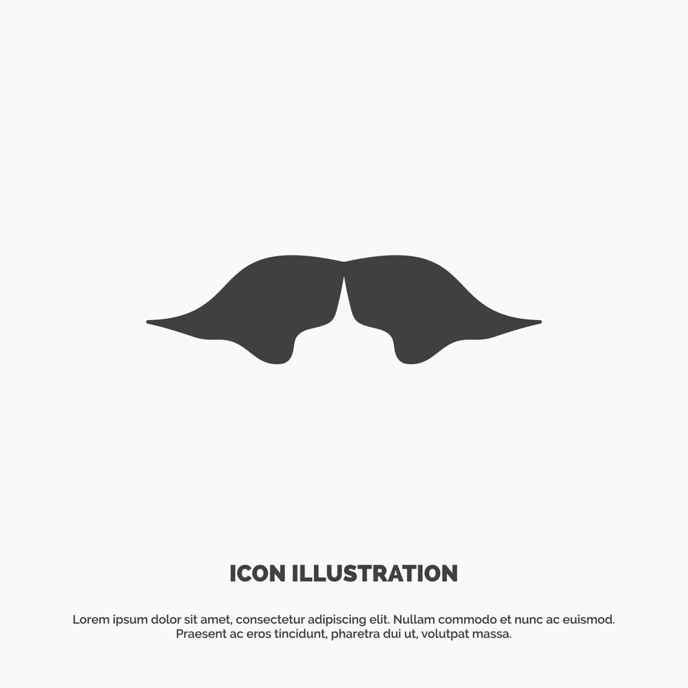 bigote. inconformista. movimiento masculino. icono de los hombres. símbolo gris vectorial de glifo para ui y ux. sitio web o aplicación móvil vector