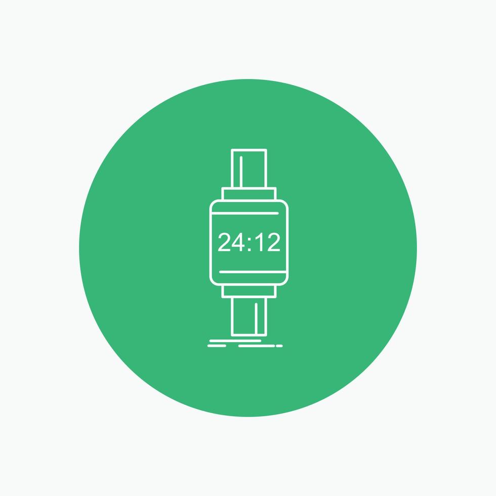 smart watch. smartwatch. watch. apple. android White Line Icon in Circle background. vector icon illustration