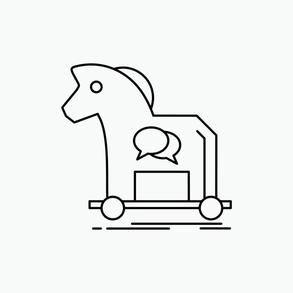 Cybercrime. horse. internet. trojan. virus Line Icon. Vector isolated illustration