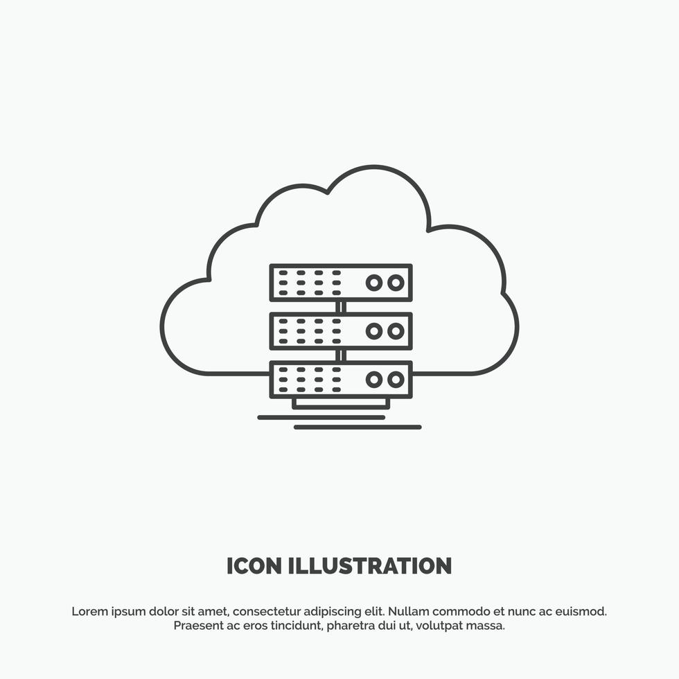 cloud. storage. computing. data. flow Icon. Line vector gray symbol for UI and UX. website or mobile application